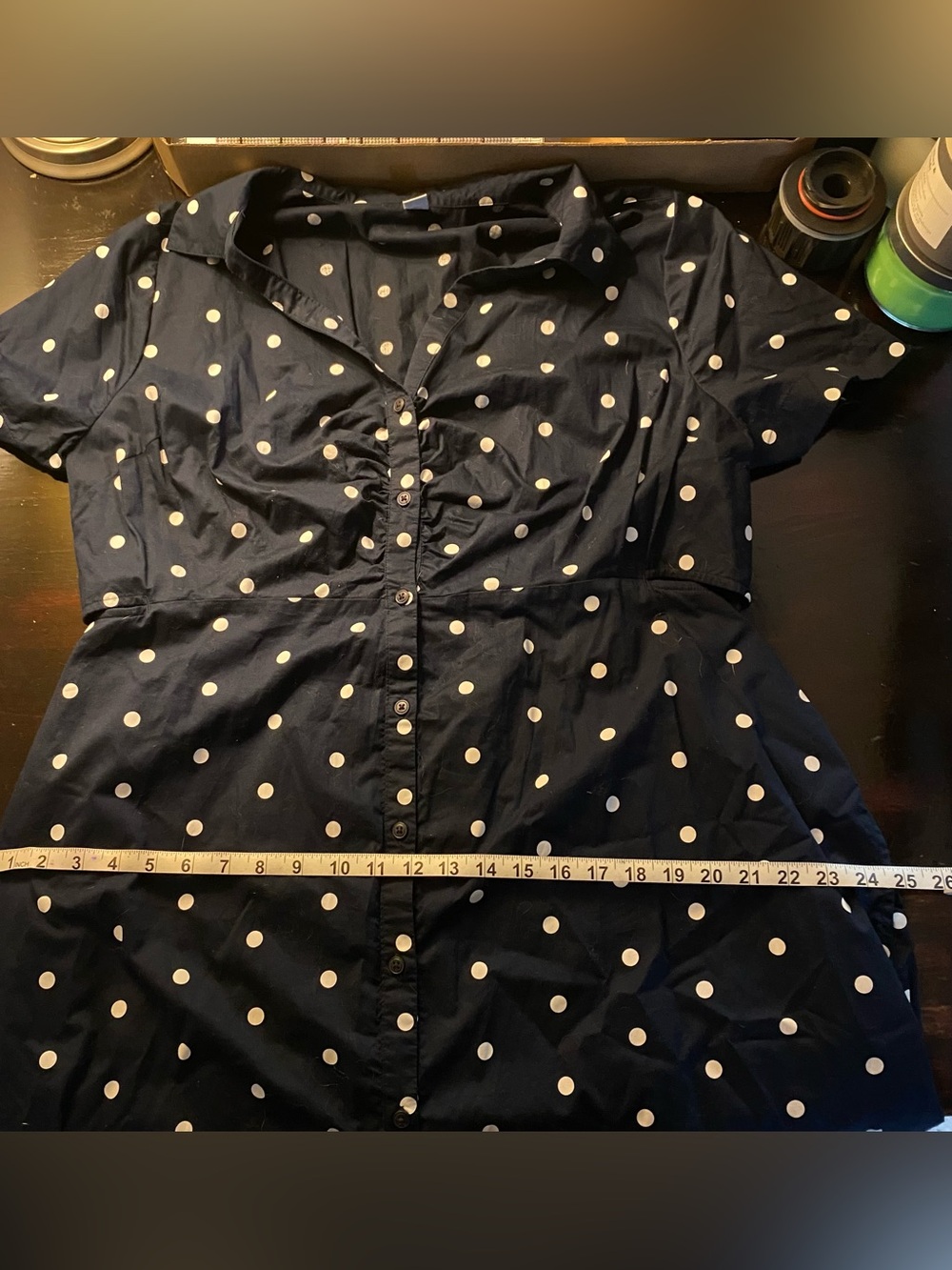 NWOT Old Navy Navy Blue Polka Dot Midi Dress 2X - Picture 8 of 8